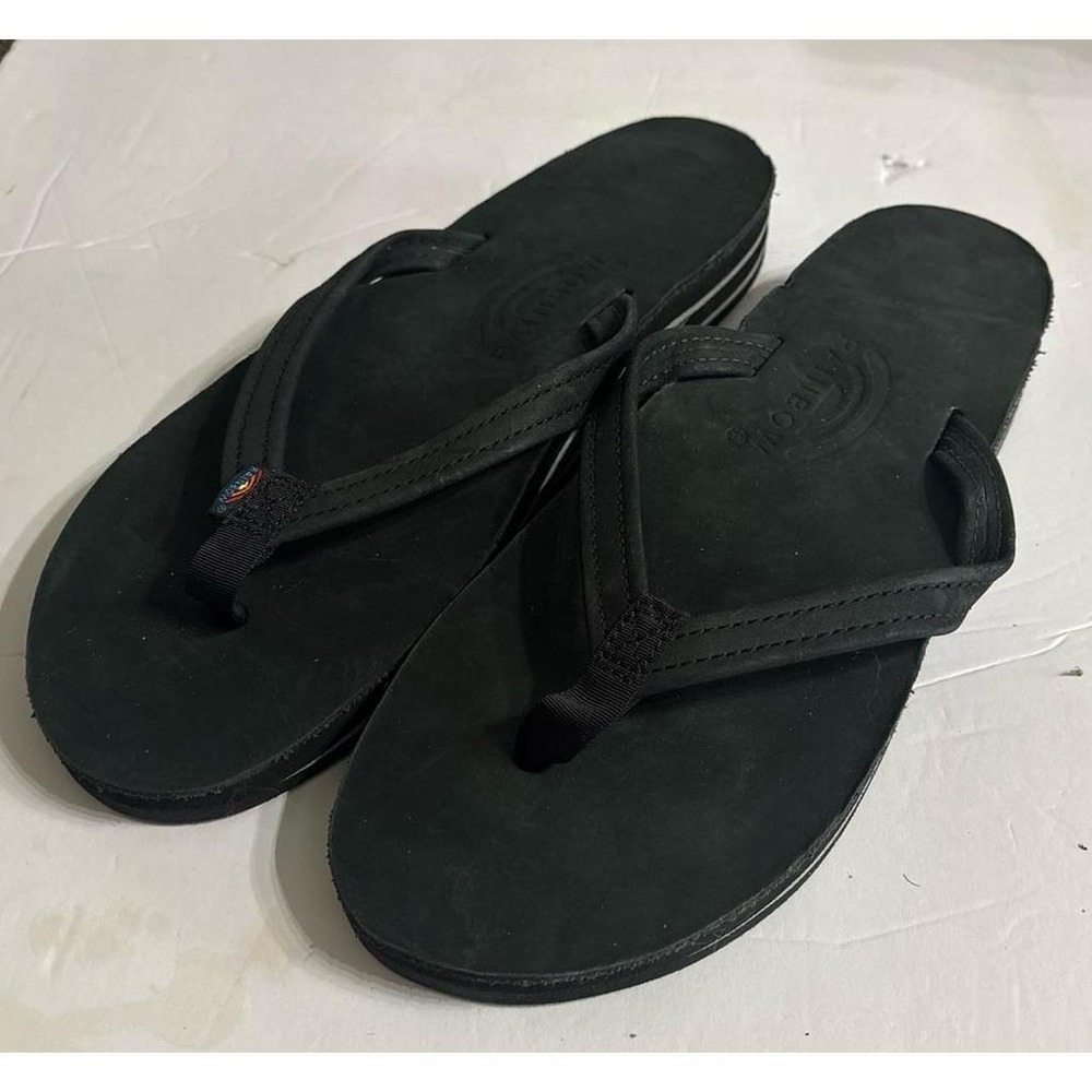 Rainbow Sandals Black Flip Flops (Women's 8.5-9)